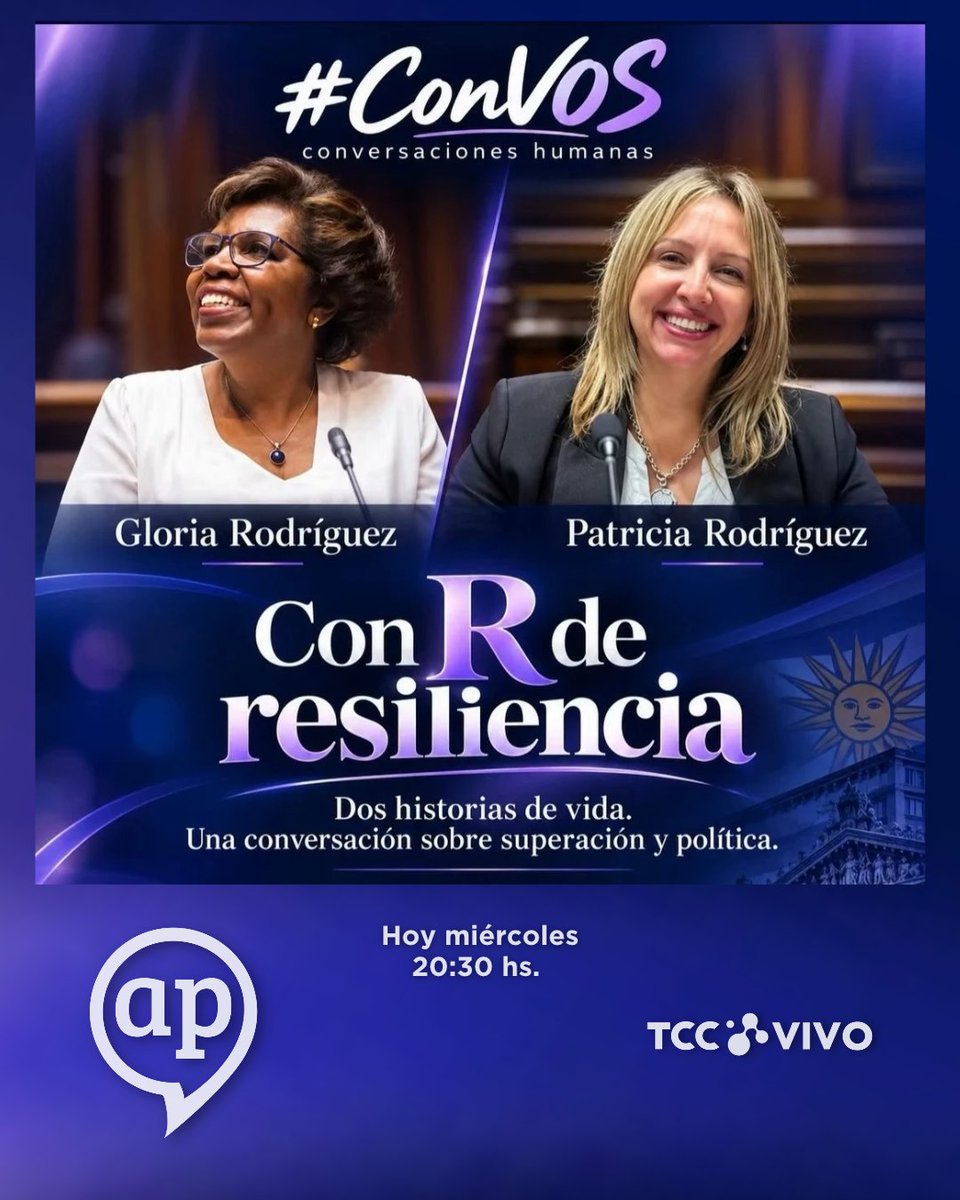 AsunPublicosTV's tweet photo. Hoy miércoles 20:30 hs. #convos #vosenagenda Daniel Castro @dcastro65 junto a Gloria Rodríguez @gloriasaravista y Patricia Rodríguez @PatriciaR400
En #AP @TCCoficial #TCCVivo https://t.co/Ky5lMfLMTz