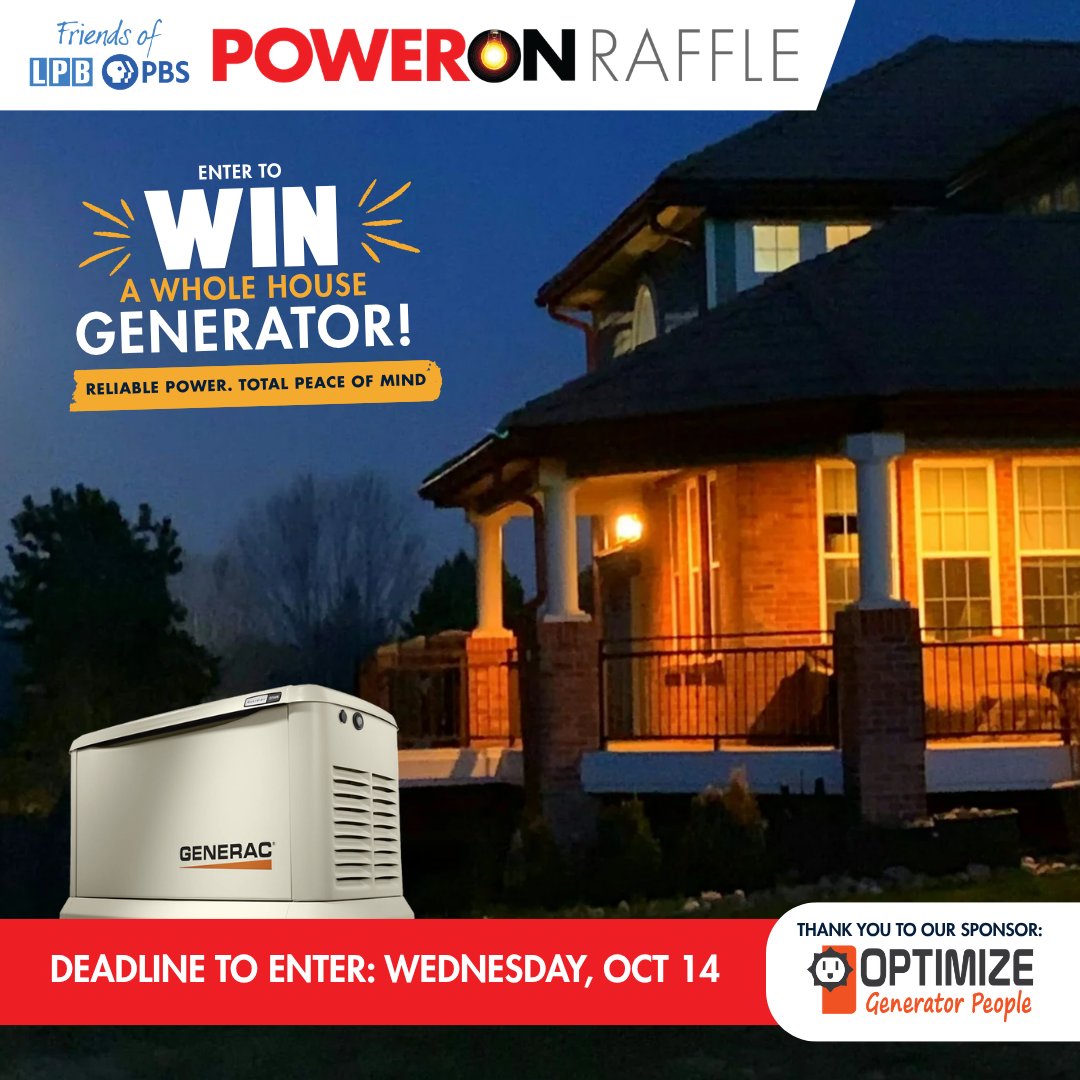 lpborg's tweet photo. The deadline to enter Friends of LPB’s PowerOn Raffle is Wed, Oct 14 at 11:59 PM.

For just $20, you could win a 24kW whole-home Generac generator and professional installation, valued at more than $14,000!
Get your ticket before time runs out!

Enter now: https://t.co/f29P6ujmBk https://t.co/hsiPcUoIy0