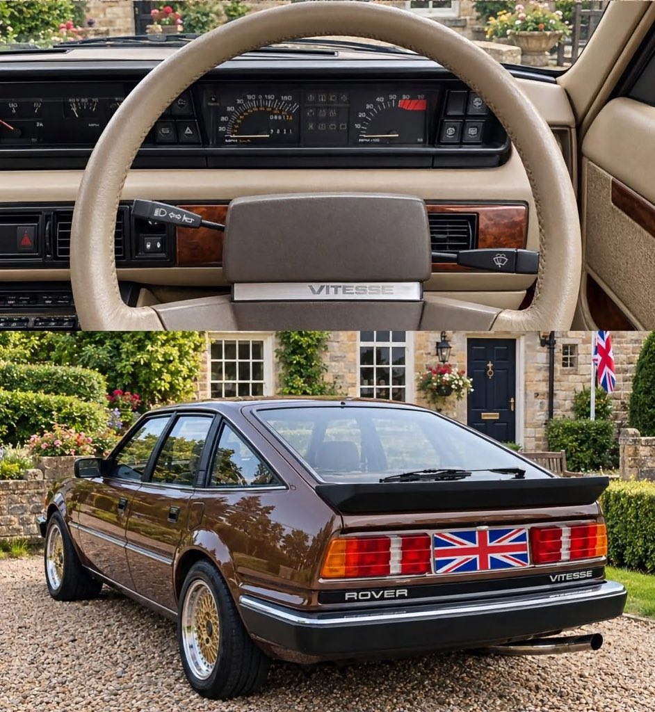 CarManToday's tweet photo. The Rover SD1 Vitesse is one of Britain’s most unforgettable performance cars of the 1980s. 

With its dramatic shape, five door practicality and aggressive stance, it had a character that made it stand out from ordinary family cars. Under the bonnet was a 3.5 litre fuel injected V8, giving the SD1 Vitesse the deep, powerful sound that enthusiasts still remember today.

Built in the Midlands, this Rover had a fascinating mix of British practicality and serious performance. Its gold mesh style wheels, low stance and bold road presence gave it an unmistakable look.

The SD1 also became closely associated with the fast moving world of 1980s Britain, including police pursuit cars and the criminals who tried to outrun them. That reputation only added to its legendary status.

Today, the Rover SD1 Vitesse remains a fascinating piece of British motoring history powerful, distinctive and unmistakably British. 🇬🇧

Would you choose the Rover SD1 Vitesse over a modern performance car? 🚗

#RoverSD1 #RoverVitesse #BritishCars #ClassicCars #ClassicCar #BritishMotoring #80sCars #V8 #ClassicCarUK #UKCarCulture #CarEnthusiast #ClassicCarFans #RetroCars #BritishMotoringHistory
