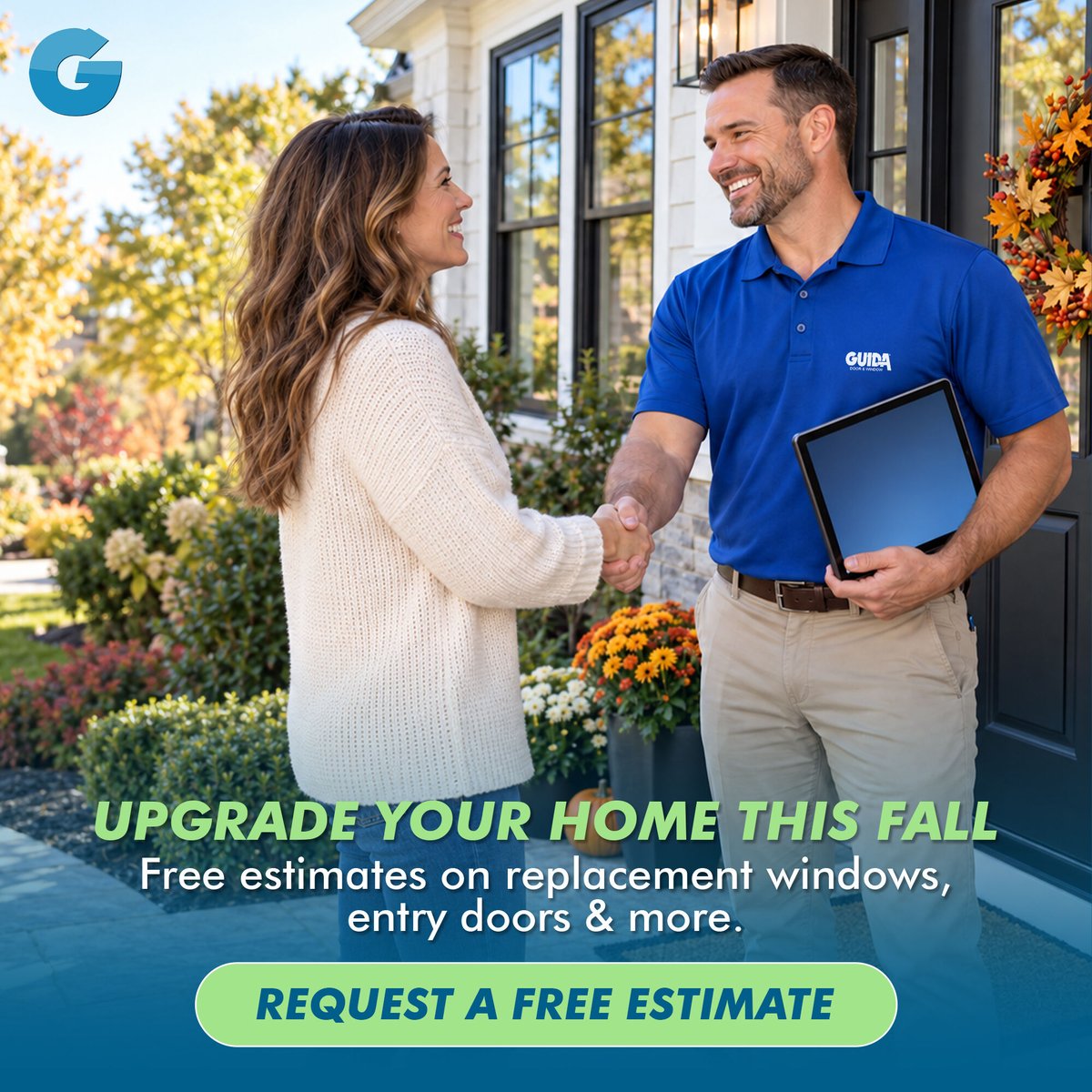 GoGuida's tweet photo. Ready to upgrade your home's look and efficiency this fall? 🍂 Guida Door &amp; Window offers FREE estimates on all our replacement windows, entry doors, and more! Discover the Guida difference with no obligation. https://t.co/i0ki1MMcvW
