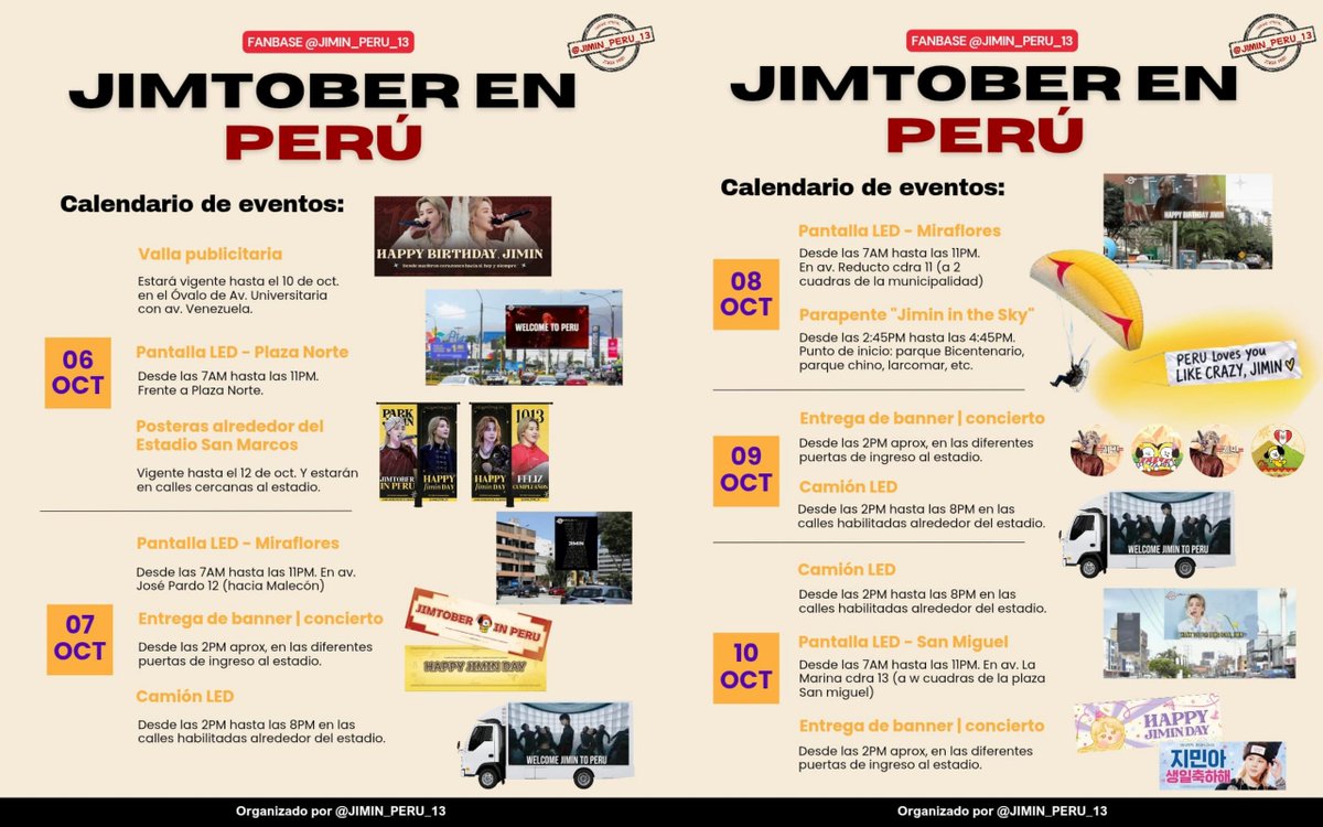 Jimin_allmylove's tweet photo. JIMTOBER นี้เปรูจัดเต็มมากกกกกก 🔥 ตามรีโปรเจคไม่ทันแล้ววว 🤯
🚅 Wrap รถไฟฟ้าทั้งขบวน 
🌟 Drone โชว์ 
🪂 Paragliding 
🏟️ Banner เสาไฟ 200 ต้น 
🏬 LED Ad เต็มเมือง
🚚 รถแห่จอ LED 2 คัน 
🐥 ป้าย Banner แจกในคอนทุกรอบ 🔥

#HappyJimtober 
#JimtoberEnPeru 
#JIMIN https://t.co/Ulos25vJ6s