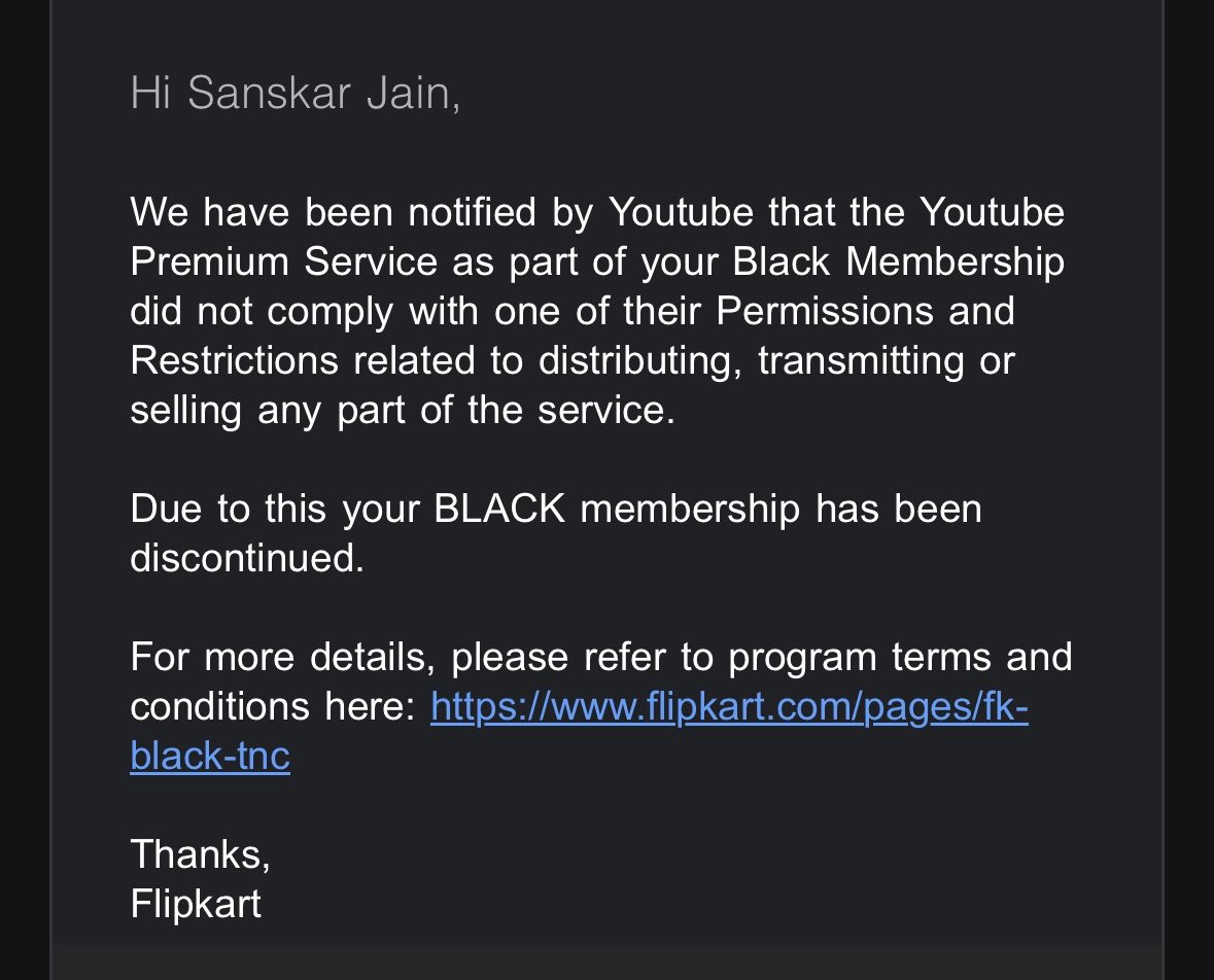 Sanzzjain's tweet photo. @Flipkart @flipkartsupport I am sure there is some problem from your end. Reactivate my black membership asap. https://t.co/70YqQETeOA