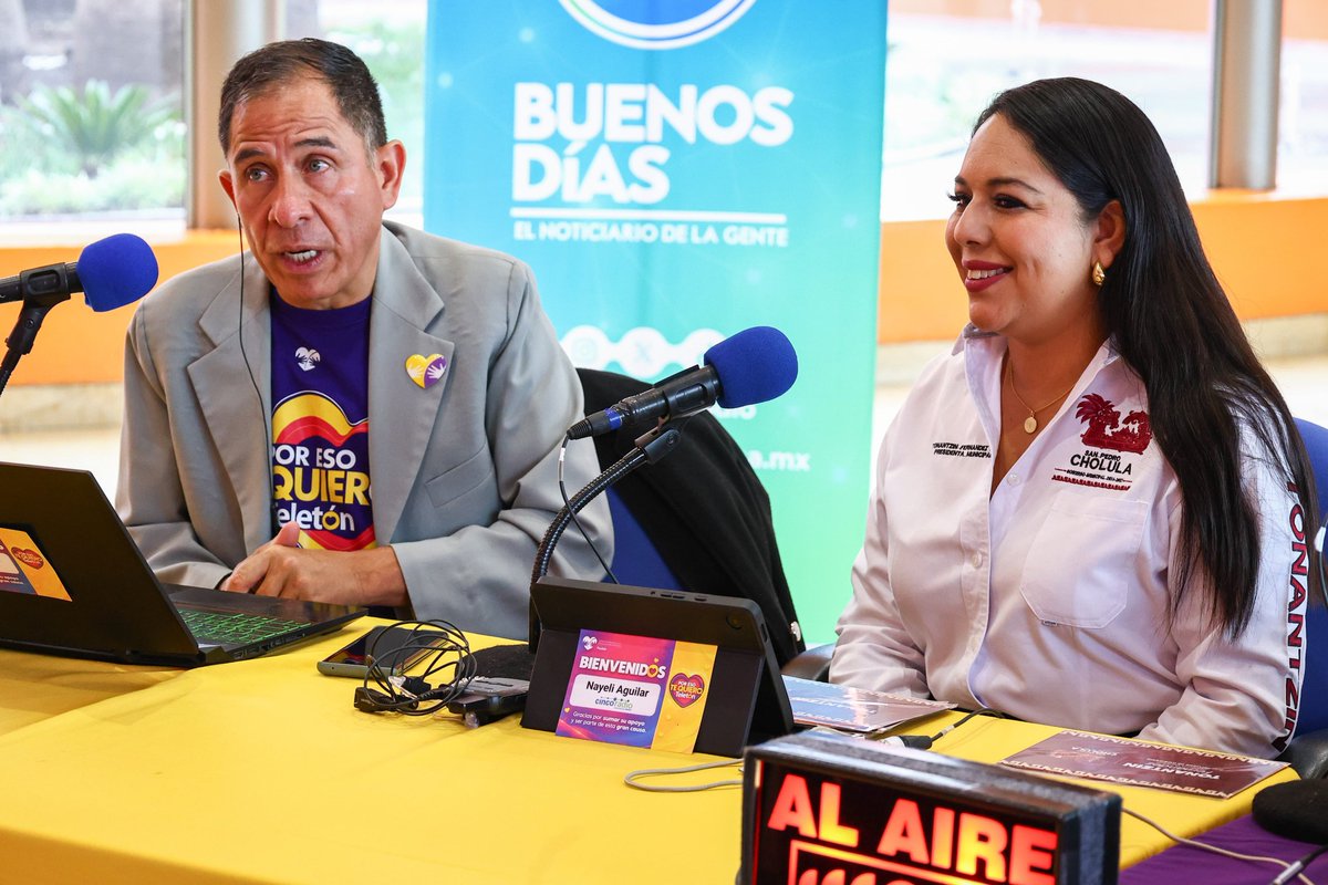 TonantzinFdz's tweet photo. Esta mañana tuve la oportunidad de conversar 📻🎙️ con Rafa Téllez, en el noticiero Buenos Días, sobre el trabajo realizado durante estos dos años de gobierno.

De cara a nuestro ✅ Segundo Informe, compartimos los avances, resultados y acciones que hemos impulsado para atender las necesidades de las familias cholultecas y seguir construyendo un mejor San Pedro Cholula.