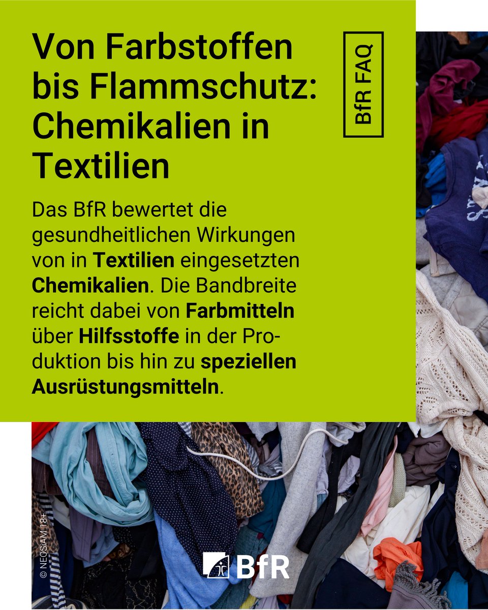 bfrde's tweet photo. Wir geben Antworten auf die wichtigsten Fragen rund um Chemikalien in Kleidung

➡️ https://t.co/lZ966AjGWO https://t.co/zQ1Q5CMMtj