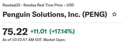 SaltGray's tweet photo. 🐧 $PENG (ペンギン・ソリューションズ)
 FY2026 Q4 決算まとめ

決算(実績/予想)
【FY2026 Q4】
・売上：5.67億ドル／5.20億ドル →✅
・EPS(Non-GAAP)：$1.00／$0.77 →✅
【FY2026 通期】
・売上：17.3億ドル／16.9億ドル →✅
・EPS(Non-GAAP)：$2.87／$2.62 →✅

ガイダンス(会社予想/市場予想)
【FY2027 通期】
・売上ガイダンス：約24.3億ドル(前年比+40%±10pt)／22.1億ドル →✅
・EPSガイダンス：$4.45／$3.38 →✅

📅 対象期間：2026年5月30日〜8月28日(FY2026 第4四半期)

📋事業概要：AIデータセンターの「設計・構築・導入・運用」を丸ごと請け負うAIファクトリー事業と、データセンター向けメモリ(CXL拡張メモリなど)が二本柱。旧SMARTグローバルで、LED事業も持つ会社です。

━━━━━━━━━━━━━━
📝 考察
━━━━━━━━━━━━━━
📌トピック：たった3か月で来期の見通しを「+30%」から「+40%」へ塗り替え、EPSガイダンスは市場予想を約3割も上回ってきた🚀

前回の決算で会社が示した来期の予備的な見通しは「売上・EPSともに+30%前後」。それが今回、売上は約24.3億ドル、調整後EPSは$4.45(前年比+55%)へと一気に引き上げられました。市場予想のEPS $3.38に対して1ドル以上の上振れで、Q4の実績ビートよりも、この「来期の絵」の書き換えこそが今回の決算の主役です🌟

今後の焦点はシンプルで、ネオクラウド(AI専業の新興クラウド)向けに積み上がった受注が、実際にAIインフラの売上として形になるかどうか。「メモリが稼ぐ会社」から「AIファクトリーで稼ぐ会社��へ見え方が変わるかが、来期の株価を決めそうです👀

こちらの決算は昨日のアフターで発表でした。株価は現在+17.14％となっています。

#PENG #PenguinSolutions #米国株 #決算 #投資 #株式投資

📊セグメント別(メモリ・AIコンピューティング・LED)の数字、在庫・営業CFなどの財務の中身、ノルウェー3.6万GPU案件などの事業トピック、経営陣コメント、ポジティブ／リスク要因は、このポストの返信でくわしく解説しています👇