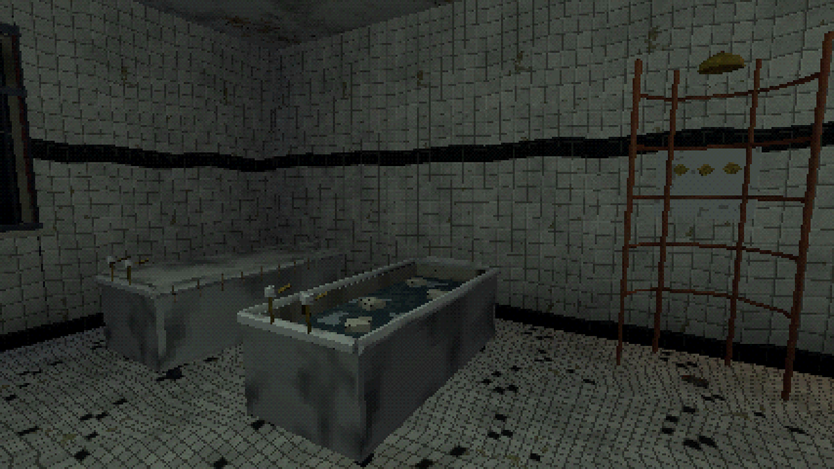 HeyHeyThereeee's tweet photo. Victorian asylums lined corridors in glazed brick because it scrubbed clean, and kept patients in a 'continuous bath' for hours as treatment.

PSX Asylum Kit builds it in PS1 style, walkable in your browser. 40% off until 13 Oct:
https://t.co/aRTZX2Jrae
#gamedev #psx #horrorgame https://t.co/a4Wvfg8F7Y