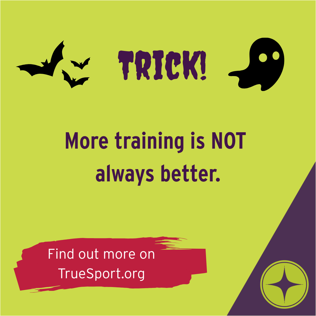 TrueSport's tweet photo. Trick or Treat? More training always leads to better performance. 🦇

Trick. Athletes need recovery, too. Sleep, rest days, fueling, hydration, and time away from sport help athletes recover, reduce burnout risk, and return ready to support their teammates.

Choose one recovery habit to prioritize this week: sleep, fueling, hydration, a rest day, or time away from sport.

Explore more ways to help athletes prepare, recover, and return ready for what is next at TrueSport’s Preparation & Recovery resources: https://t.co/WpLG2bthk9.

#TrueSport #TrickOrTreat #Recovery #SelfCare #AthleteWellbeing #YouthSports