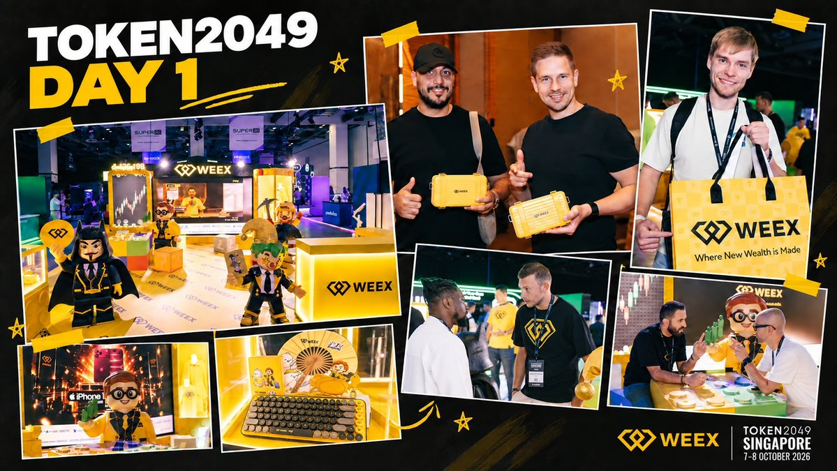 WEEX_Official's tweet photo. Good night, Singapore. 🇸🇬

Day 1 at TOKEN2049:
An MBTI trading test with a queue that never emptied.
A swag line that kept growing.
A floor that stayed loud from doors open to close. 

Day 2: bigger names, louder energy. 🔥 https://t.co/6KNEGWqqXv