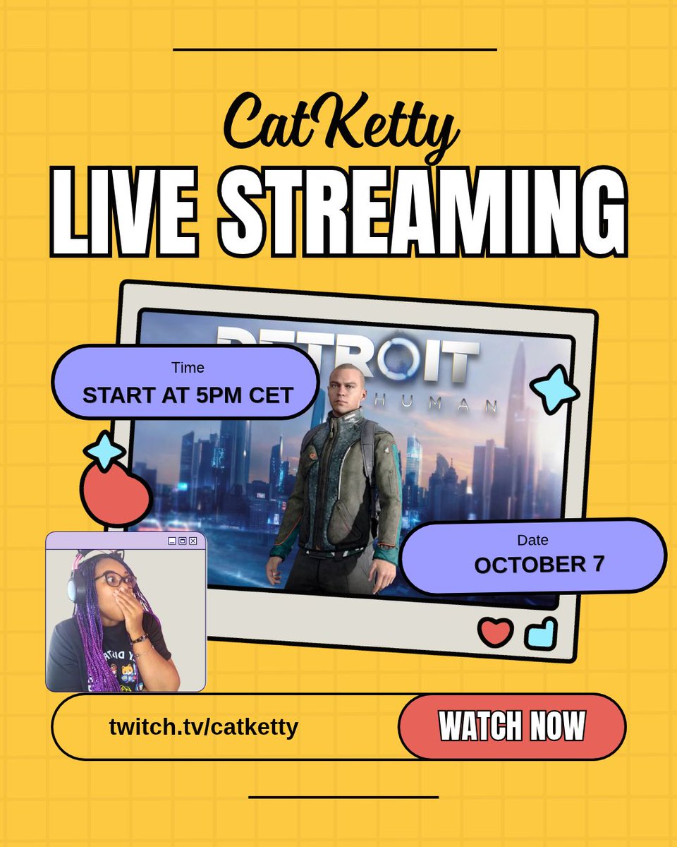 CatKetty21's tweet photo. LIVESTREAM: Detroit: Become Human time ๐ค let's see how this run goes
Big decisions, big consequences, let's see where this playthrough takes us ๐ฅ
๐ https://t.co/71HmwK0fck
๐ https://t.co/CU9SPRf4ri
#livestream #livegaming #twitchstreamer #DetroitBecomeHuman #StoryGames https://t.co/ARjLoRGmwW