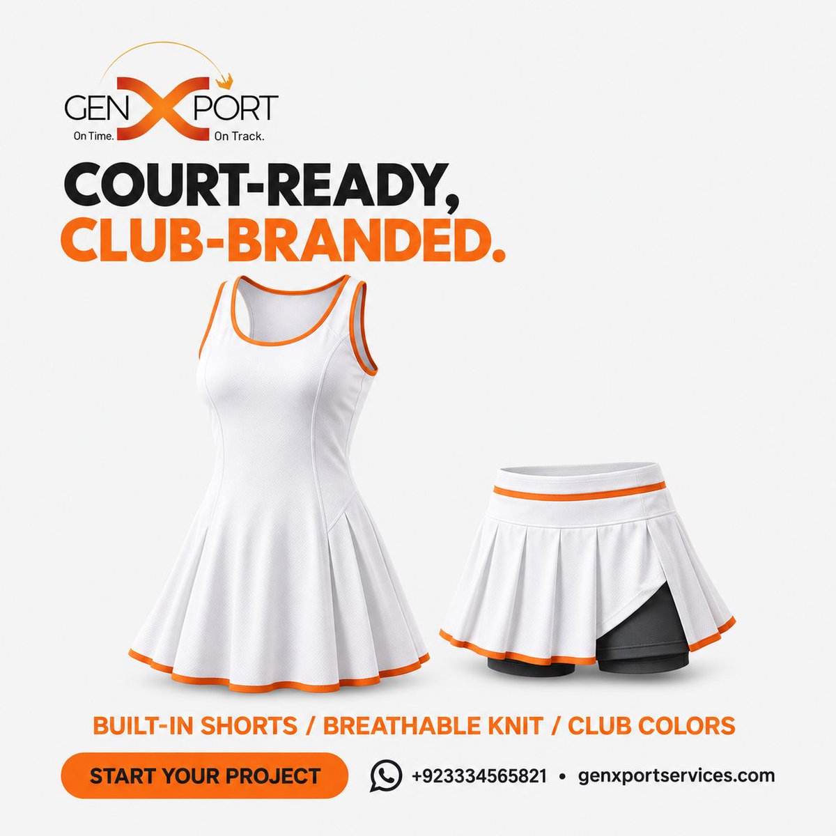 genxport's tweet photo. Tennis &amp; padel wear is all about performance:

• Built-in shorts &amp; skorts
• Breathable, durable fabrics
• Stretch where you move

Building a racquet-sports line or club kit?

#TennisWear #PadelKit https://t.co/Zv32GNtHGz