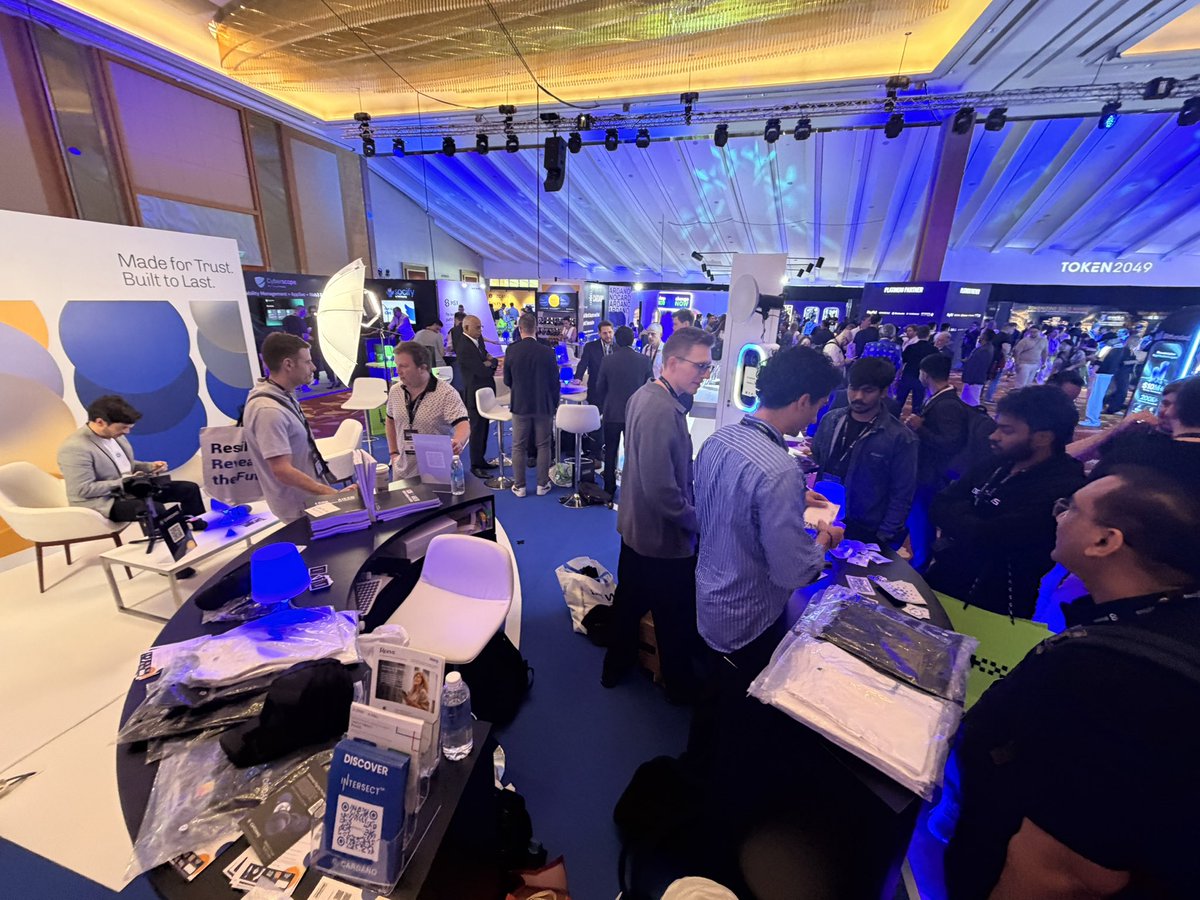 0xnagatoshi's tweet photo. Day 1 of @token2049 done!

The Cardano booth was buzzing! Huge credit to the @Cardano_CF for bringing it to life, as part of the unified events proposal voted on and funded by the Cardano community. 

- @IOHK_Charles blessed the Cardano booth

- @JBriggsLondon connecting with @CertiK and others exploring opportunities for @IntersectMBO 

-@AnujChaudhary25 from the @Intersect_MCC speaking with enterprises and driving potential Intersect onboarding

Great energy. Great conversations. Bring on Day 2!