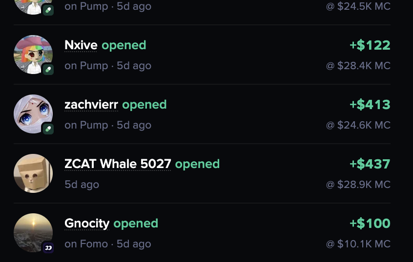 0xMago's tweet photo. found something interesting on @mobyagent.

i believe you can spot what look like kol side wallets - whales that keep buying before certain kols, same pattern across multiple coins.

example in the screenshots:
zcat whale 5027 → zachvierr on $qcat, $llma, $chaton, and probably more

that’s what makes moby powerful. it’s not just kols, it’s any winning wallet. follow the ones that buy early and you might get ahead of public kol wallets.

will share more if i find any!