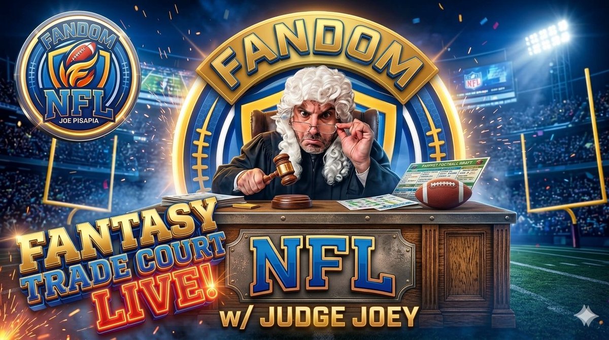 JoePisapia17's tweet photo. Fantasy Court is in session!⚖️ 

Join Judge Joey LIVE 2:45 PM EST!  

Get your fantasy football questions answered on Fandom NFL 🏈
👉https://t.co/vEwmG3hk4I https://t.co/4rKXTQ1hY5