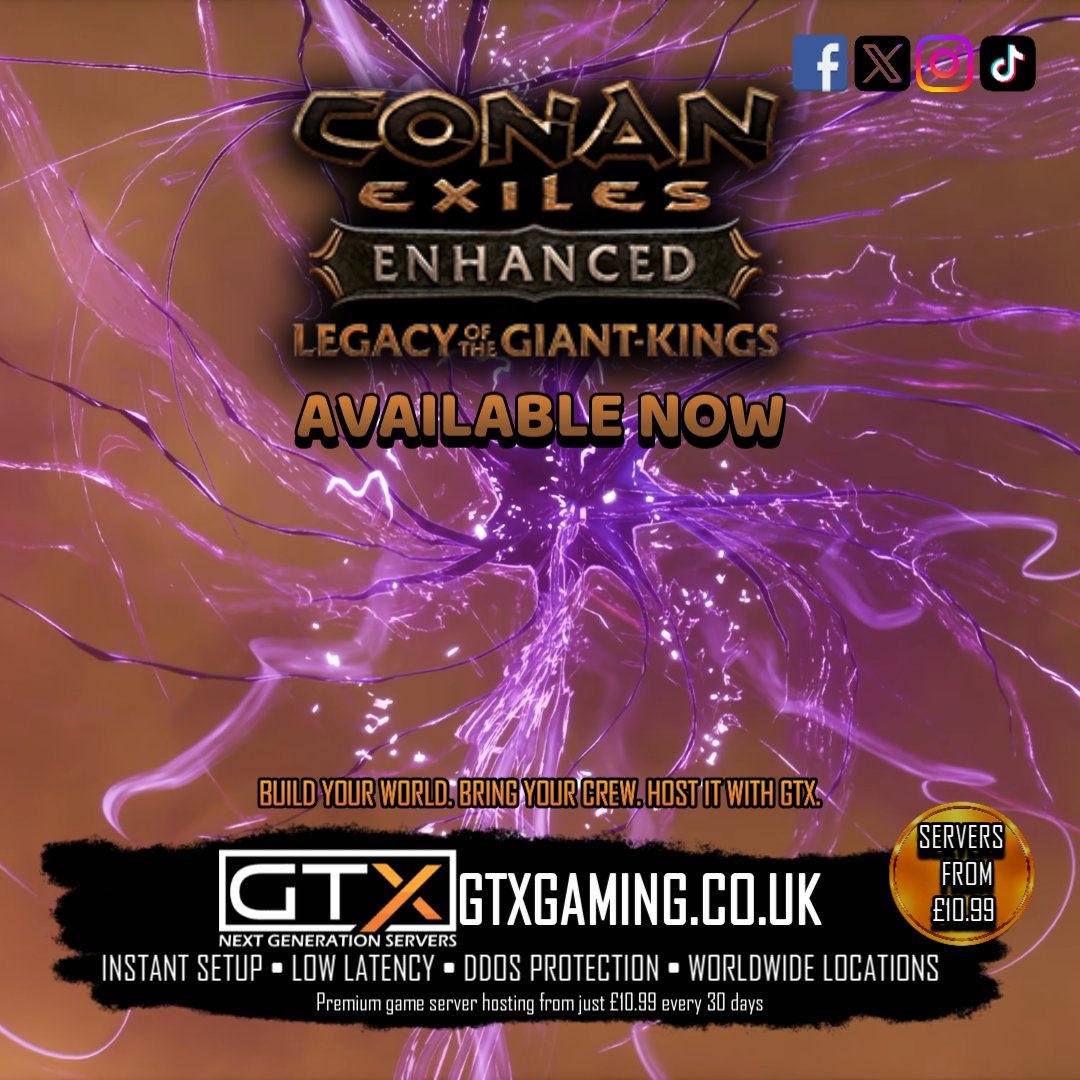 GTXGAMING's tweet photo. Conan Exiles: Enhanced – Legacy of the Giant-Kings (Part Two) is available now, bringing a new reason to return to the fight.
Conan Exiles server hosting from £10.99 with GTXGaming.
#SurvivalGames #OpenWorldGames #PCGaming #GameServers #GTXGaming https://t.co/5lqKZvltyj