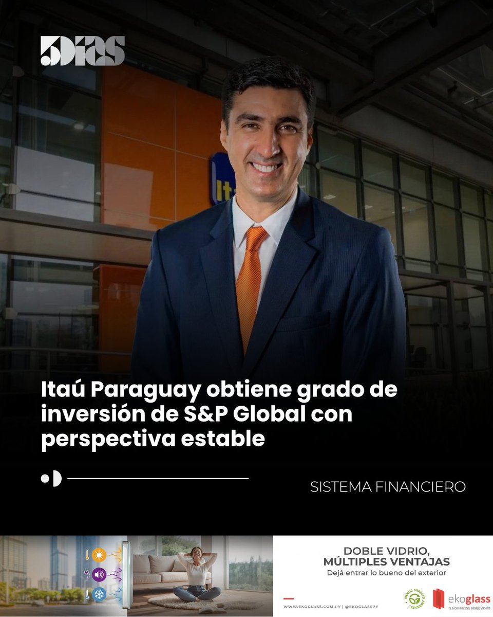 5DiasPy's tweet photo. 🏦 Itaú Paraguay obtiene grado de inversión de S&P Global con perspectiva estable

La calificadora otorgó al banco una nota BBB, destacando su capital, rentabilidad, posición en el mercado y sólida base de depósitos.

S&P también advirtió sobre el aumento de la morosidad y la mayor competencia por los depósitos.

Leé la nota completa en https://t.co/j9w7egovoP 

#5Días #Itaú #S&PGlobal #GradoDeInversión #Paraguay