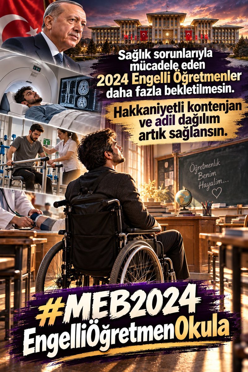 ayekart202302's tweet photo. Bir hayalimiz var: Sınıfa girmek, öğrencilerimize dokunmak ve mesleğimizi yapmak. Bu hayal daha fazla beklemesin.

@RTErdogan @tcbestepe @YilmazzGuney @oktay_saral @Yusuf__Tekin @iletisim @hasandogan @fuatoktay @tcmeb
#MEB2024EngelliÖğretmenOkula https://t.co/IIdFoVYLMK