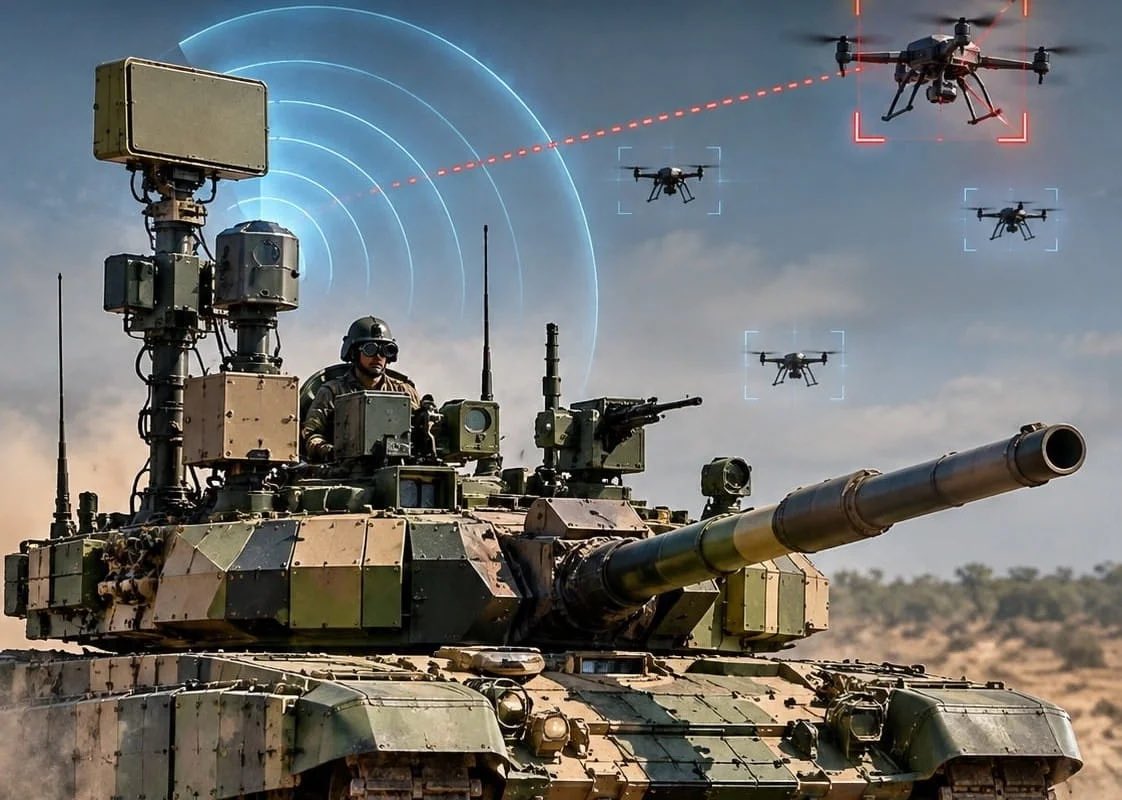 OurIndiaOnX's tweet photo. Indian Army to Equip Current Battle Tanks With Integrated Counter-UAS Tech to Enhance Battlefield Survivability Against Drones https://t.co/yes9gj4LAO