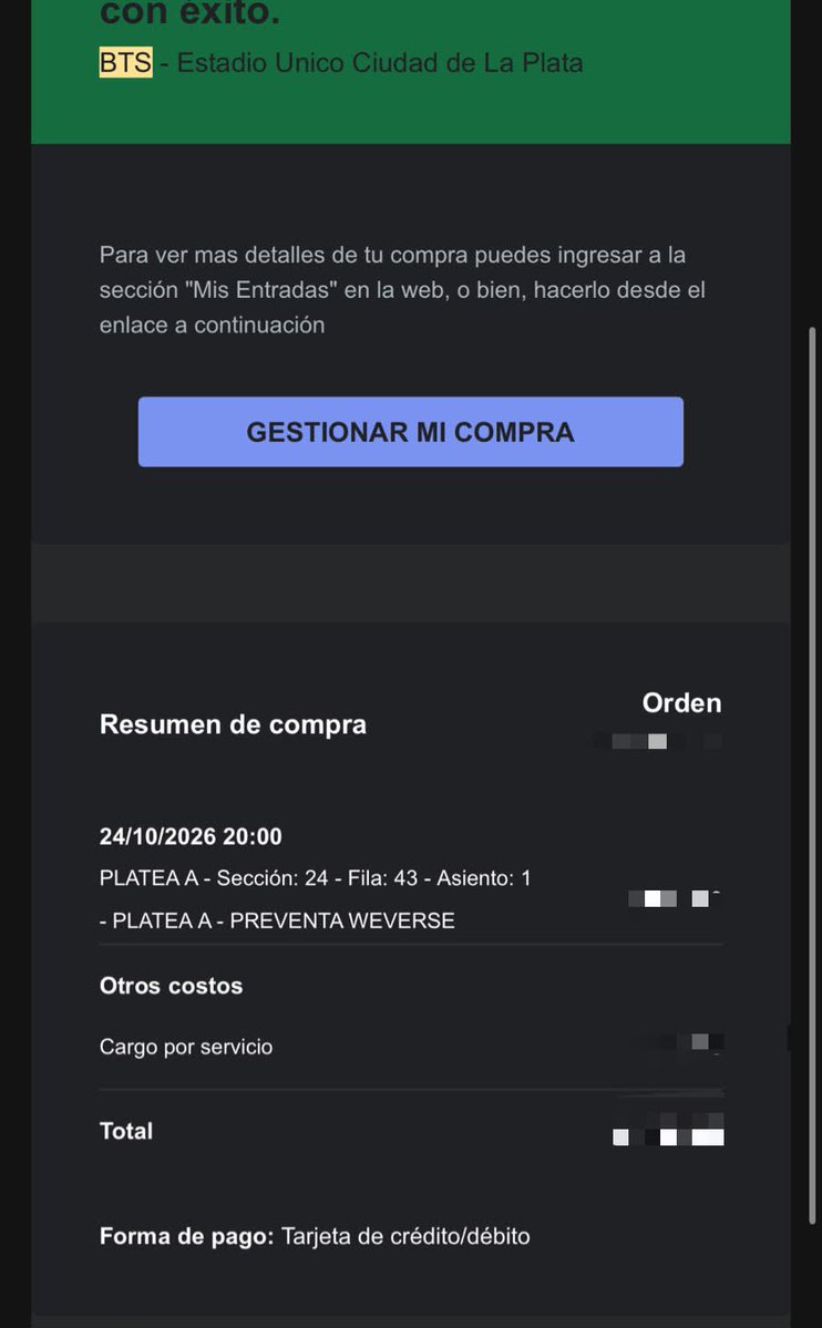 Ciro_Farias's tweet photo. VENDO 1 (una) ENTRADA BTS 🏟️

Es Platea A, sector 24 (marcado ❌ en la foto) 

Es para el Sábado 24 de octubre, estadio La Plata. 🇦🇷

Lamentablemente mi hermana no puede ir y la estoy ayudando a vender su entrada 

#bts #BTS_WORLDTOUR_ARİRANG #btsargentina https://t.co/TuMH8iZvCN
