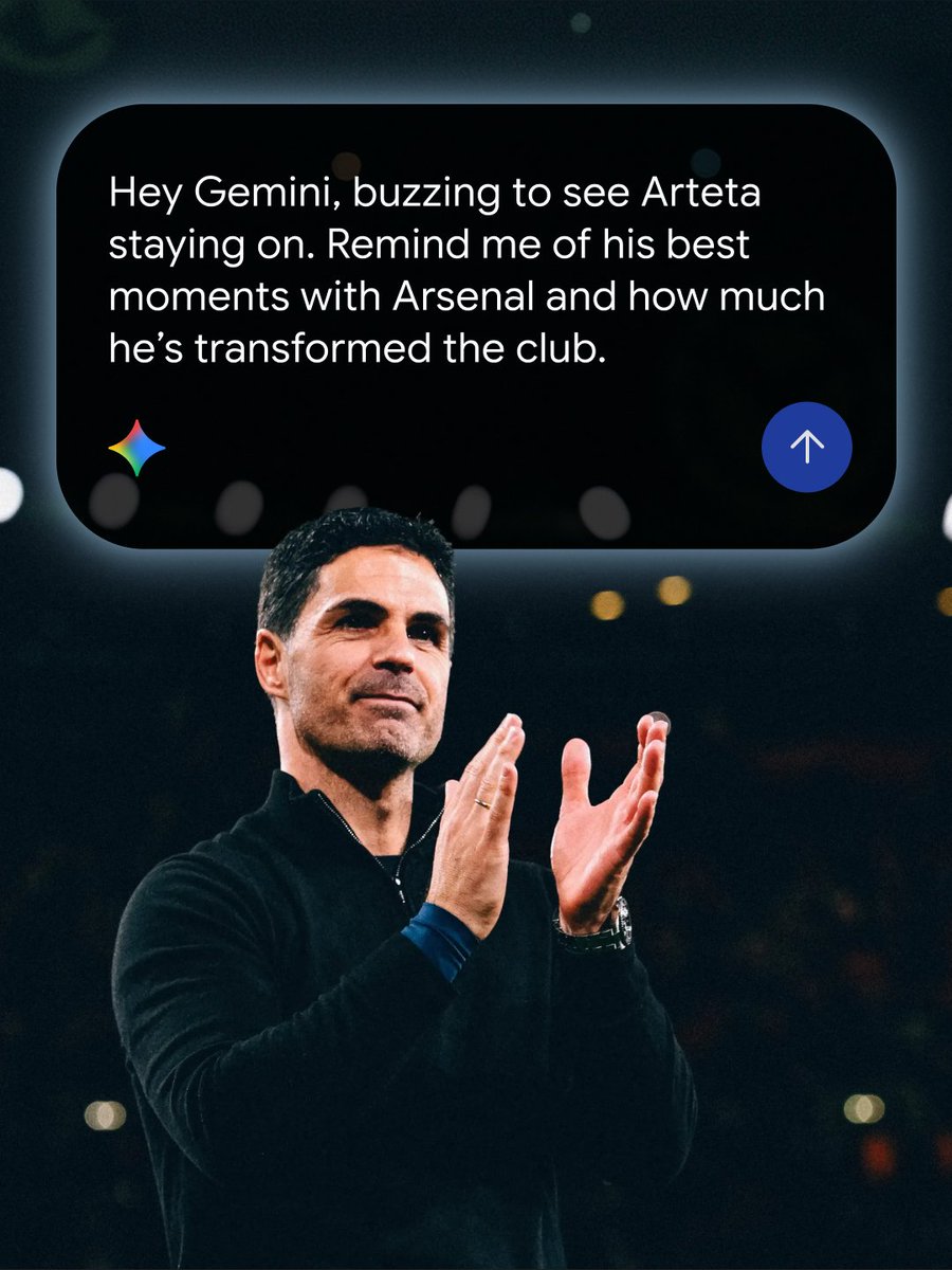 Arsenal's tweet photo. Making his mark from the get-go 💥

🤝 @GeminiApp https://t.co/AyWIlbHtbN