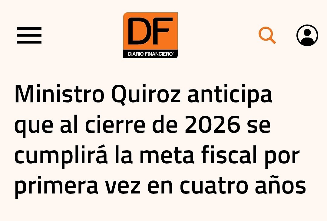 Chileno17039890's tweet photo. #URGENTE Ministro Quiroz anticipa que al cierre de 2026 se cumplirá la meta fiscal por primera vez en cuatro años, NOTICIA MUY POSITIVA PARA LA ESTABILIDAD ECONÓMICA DEL PAÍS DESPUÉS DE LA DEBACLE DE GABRIEL BORIC Y SU LOTE 🌳 (Tobalaba, Región Metropolitana, Prodemu 
#Lluvia) https://t.co/ShRdMoMgi2