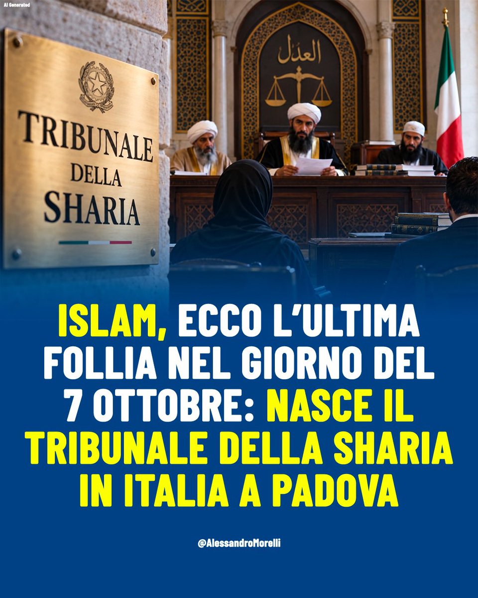 AMorelliMilano's tweet photo. A Padova è stata costituita la Camera Arbitrale Islamica Italiana, un’associazione privata che dichiara di voler risolvere controversie all’interno della comunità islamica e che parla anche di un proprio “Tribunale Sciaraitico”.

In Italia non possono esistere tribunali islamici né leggi parallele. La legge è una sola: quella italiana. Stop all’islam politico!
#islam #musulmani #padova #veneto #legge #sharia #tribunale #integrazione