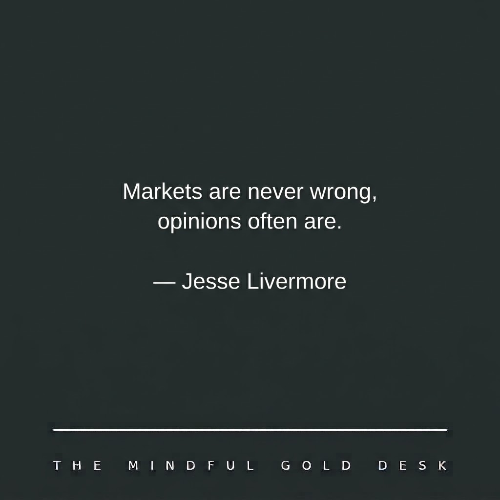 rolandgloor's tweet photo. The market has no ego, no memory, and no bias. Our biggest challenge isn't predicting the next move; it's detaching from our own opinions so we can clearly see what price is actually doing.

As you prepare for the upcoming session, remember that your edge lies in objective execution, not in proving yourself right.

How are you keeping your bias in check today? 👇

#MindfulGoldDesk #TradingPsychology #JesseLivermore #DayTrading #Mindset #ProcessOverOutcome