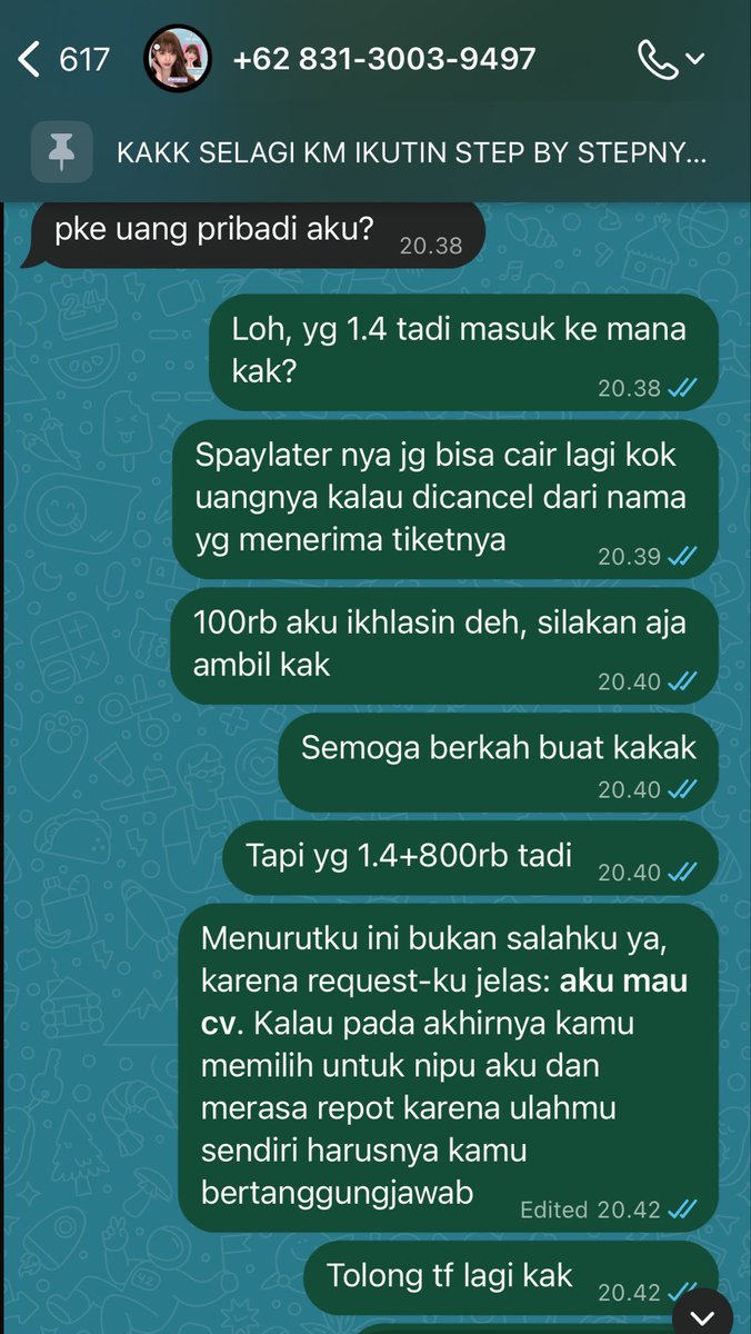tonksew's tweet photo. 🚨 HELP RT SCAMMER CV GESTUN 🚨 

Permintaanku jelas: MAU CV. Tapi dia yang ngarahin aku ke gestun dan di saat aku sadar, malah aku yang disalahin dan dimarah-marahin dan disuruh lost-in aja spaylater dan pinjam yg dilakukan dari INSTRUKSI dia? 🙂

#zonauang #zonaba #zonajajan https://t.co/H0pxpUS5JX