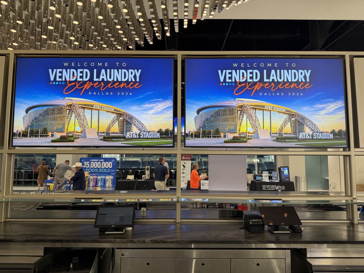 SetomaticSystem's tweet photo. SpyderWash is live from AT&amp;T Stadium! 🏟️

Excited to be in Dallas for the 2026 Vended Laundry Experience, showcasing the latest SpyderWash payment technology at one of the most iconic venues in the country. https://t.co/f5ZFMSL6In