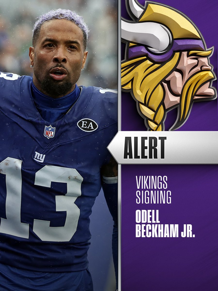 NFL's tweet photo. Vikings are signing WR Odell Beckham Jr. to their practice squad. (via @rapsheet, @adamschefter) https://t.co/2blmR2tzMb
