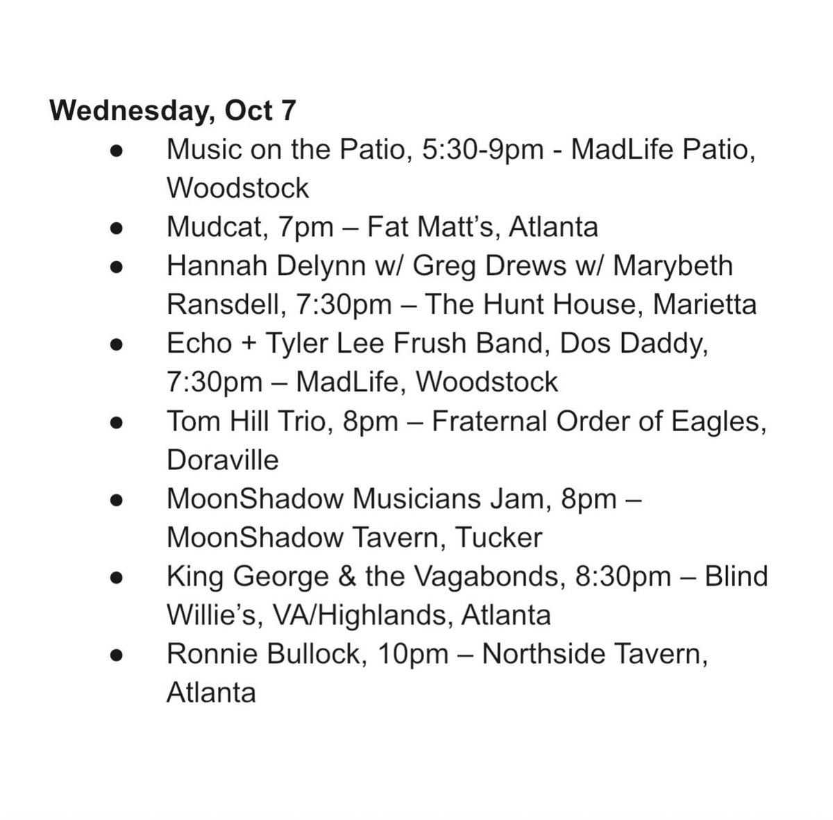 AtlBluesSociety's tweet photo. Make your plans to enjoy some midweek live music today! πΆπ΅πππΆπ΅ #atlantabluessociety #supportlivemusicvenues #supportlivebluesvenues #supportliveblues #SupportLiveMusic https://t.co/wWTL6z1bXK