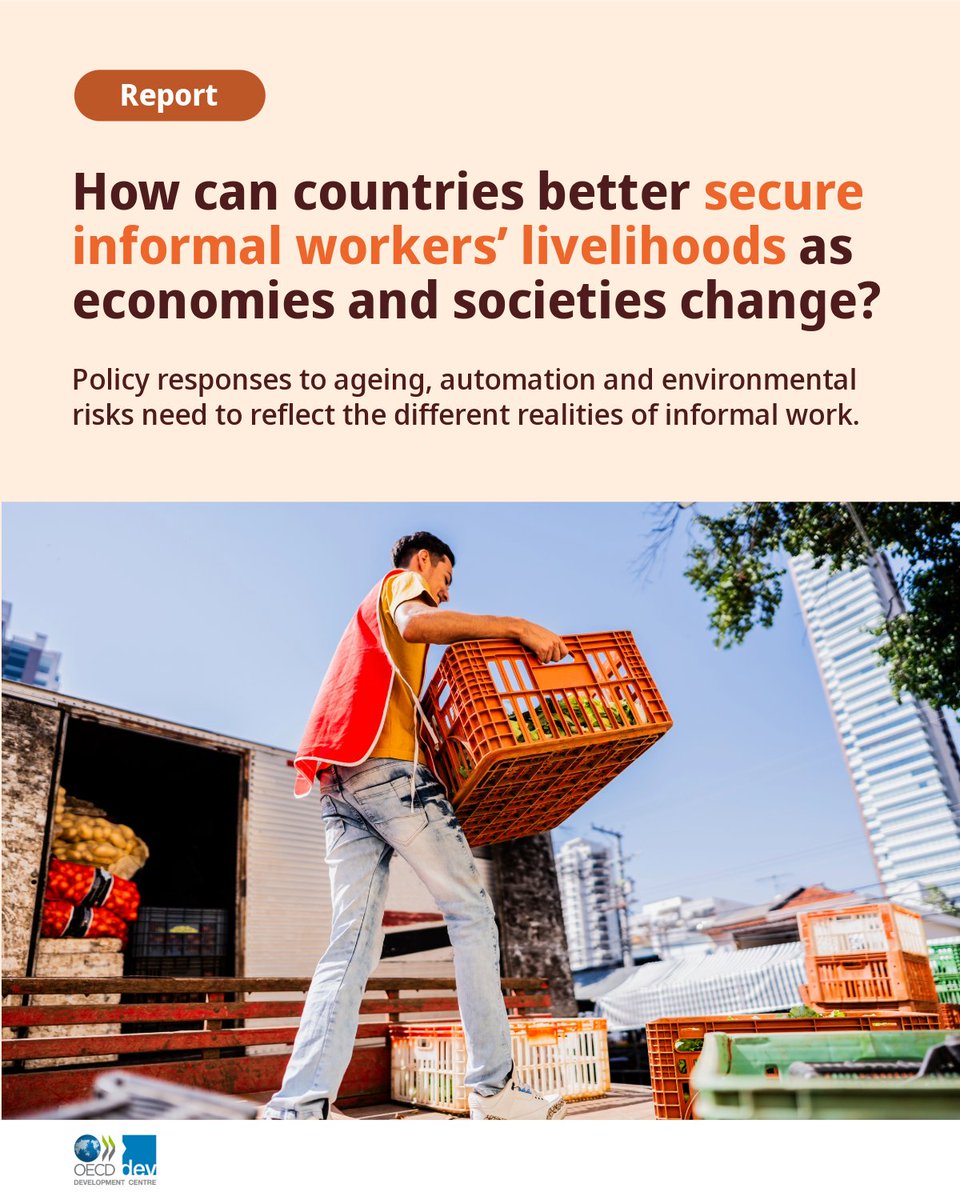 OECDdev's tweet photo. The new @OECD report on informal employment identifies several areas for policy action, which combine measures to protect workers from immediate risks with longer-term efforts to expand access to more productive and secure livelihoods.

🔗 Read more: https://t.co/tUj15xs0sW https://t.co/q307zoYdzf