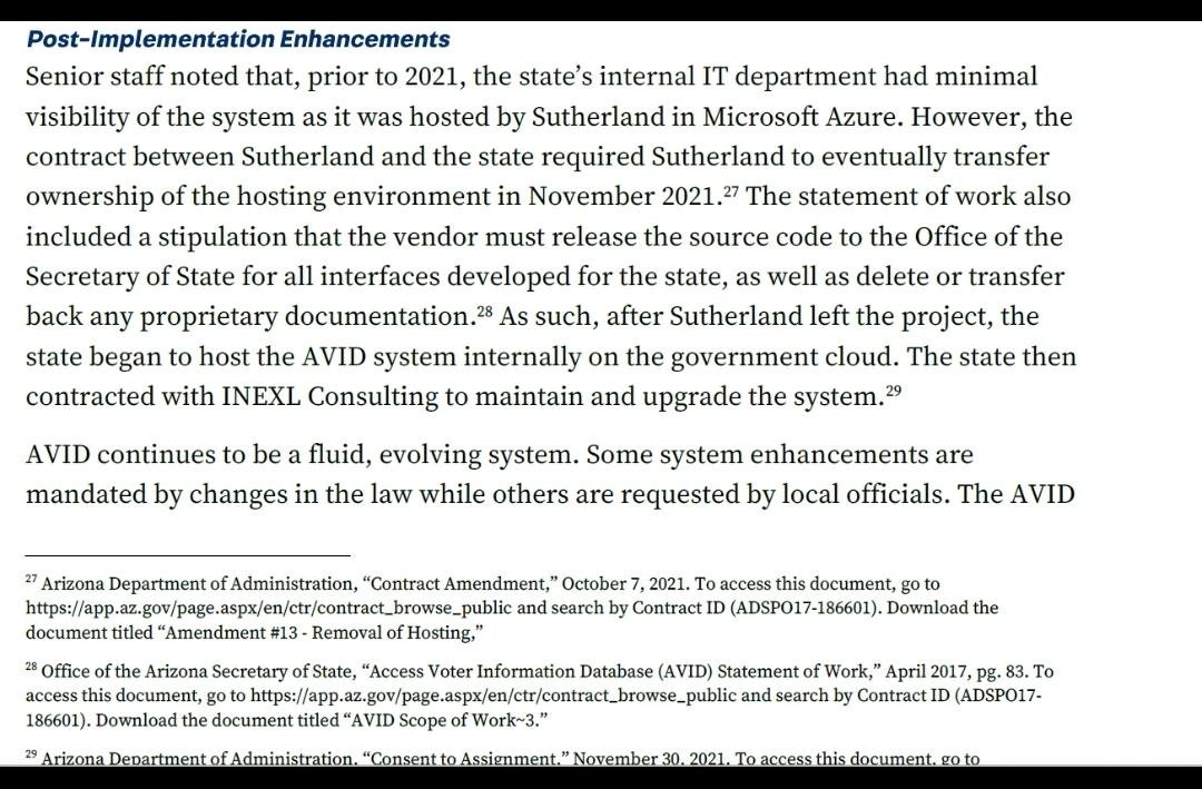 AzRepGillette's tweet photo. @YouWishUwere4US Remember when they said  2020 was the "most secure election in history "

The state had minimal visibility of its own system , and cloud storage used by AVID.   

The screen shot is from the dems own audit... can't even make this stuff up, the lies from the left keep piling up. https://t.co/JjOzcnSlg6