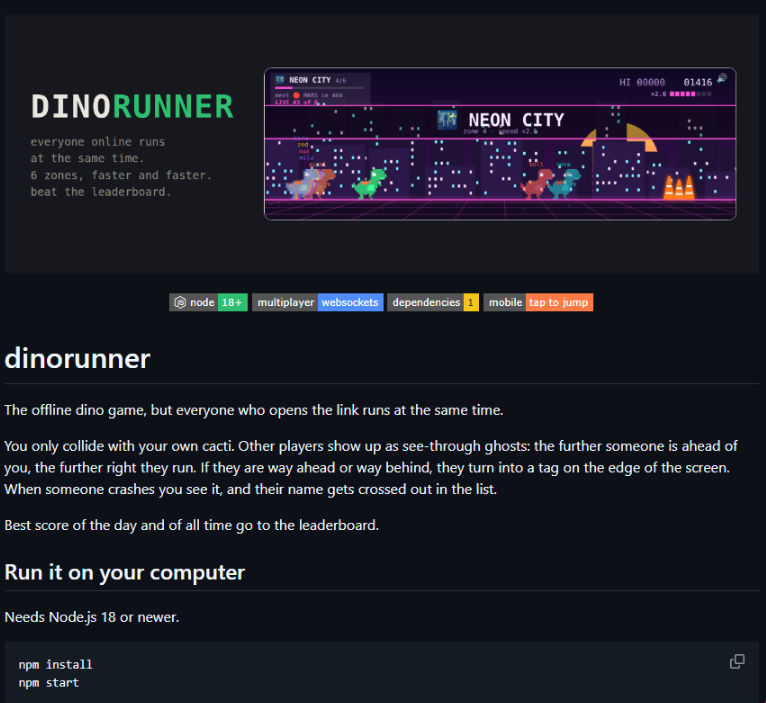 BrianDevoor's tweet photo. EX GOOGLE DEV BUILT A CHROME WEB DINO GAME YOU CAN PLAY ON X.

This guy made the popular Chrome Dino game that you can play on X.

He calls it Dino Runner. 

https://t.co/BrtJawkeKL 

https://t.co/fdCuuXjKVx https://t.co/EtxygV9t3g