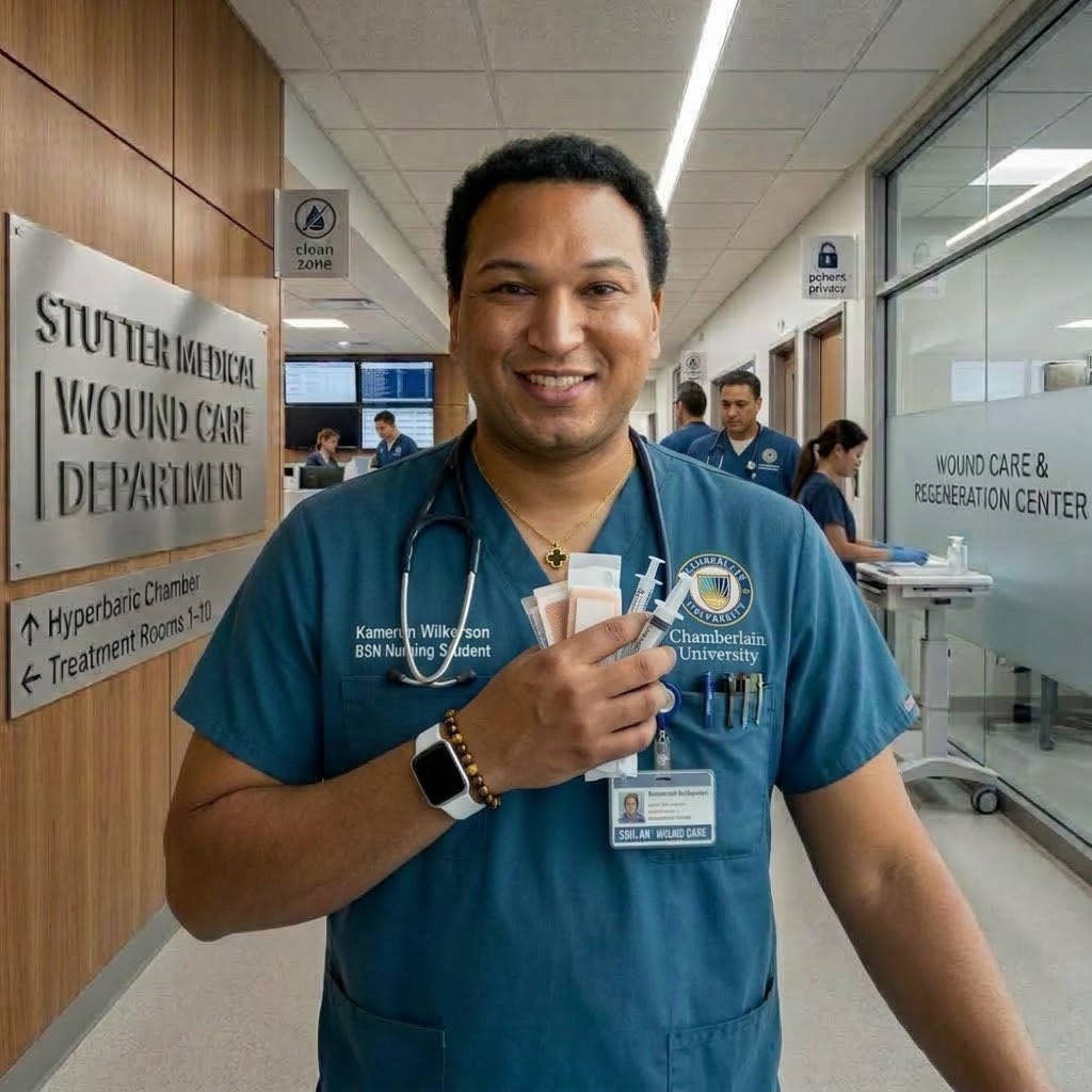 Officalkameronw's tweet photo. Me gonna be in my clinical in wound care department at Sutter Medical as an Chamberlain University BSN Nursing Student✨✨✨✨✨👏👏👏👏👏✊✊✊ https://t.co/EpeAzZOPK2
