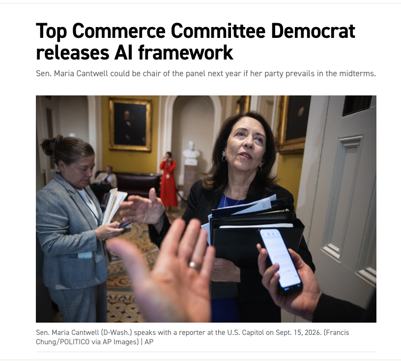 DougCalidas's tweet photo. Strong leadership here from @SenatorCantwell. Her insistence on mandatory standards for cybersecurity, CBRNE, and loss of control risks; continuous (pre-deployment) testing and auditing of frontier systems is especially notable. Excited to see her move this forward.

Cantwell led the fight against preemption all last year, and seeing her move to an affirmative posture on mandatory safety and security standards is fantastic.