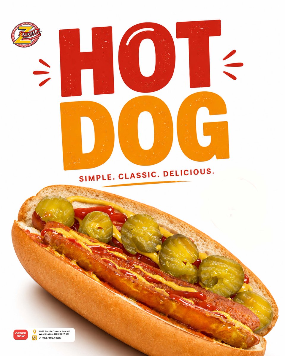 z_burgerdc's tweet photo. Hot Dog Cravings?
Keep it classic with a delicious Z-Burger hot dog loaded with flavorful toppings. Perfect for a quick lunch, dinner, or whenever the craving hits!
Call +1 202-715-3988
🌐 https://t.co/tIkx0yzLVk
#ZBurger #HotDog #DCEats #Foodie #HotDogLovers #WashingtonDC https://t.co/CP0mytp6KW