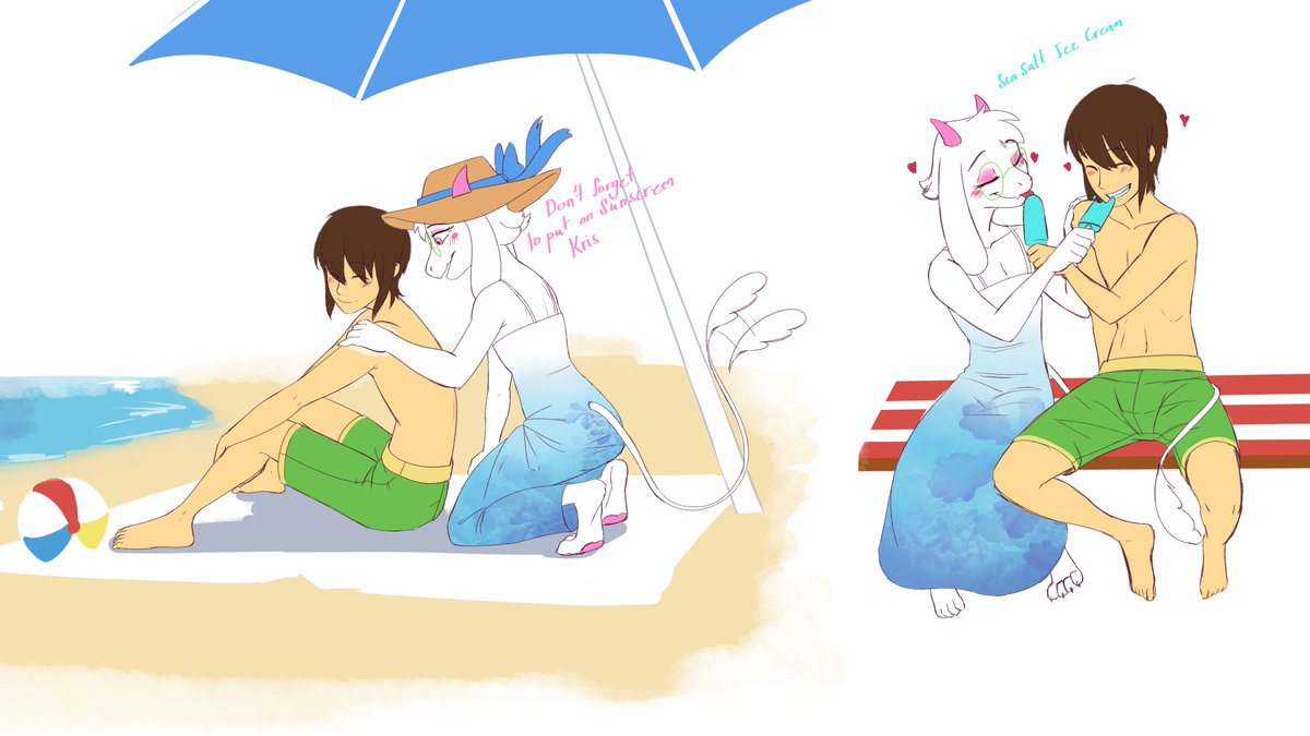 TwlLark's tweet photo. Don't forget sunscreen! And sea salt ice cream for those who know that reference

Day 6 and 7(gosh) lightworld and beach day

#deltarune #ralsei #kris #kralsei #kralseitober2026 https://t.co/5sCz1VUsxc