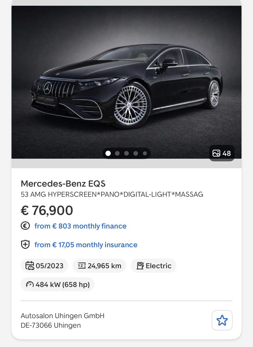MasterAutoBalka's tweet photo. Same car. Two prices. #05
โก Mercedes-AMG EQS 53 4MATIC+
๐จ๐ณ China: ยฅ339,800 / โฌ45,100
๐ฉ๐ช Germany: โฌ76,900
Difference: โฌ31,800. ๐
#MasterAutoPriceCheck https://t.co/Qk1CJ2ZMnD