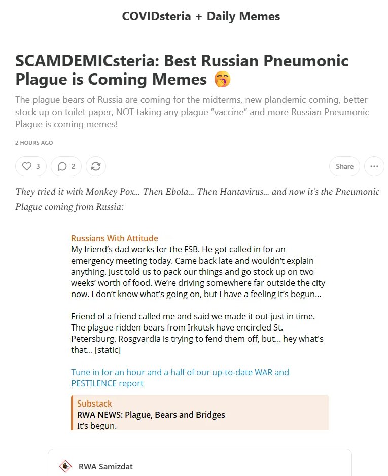 JaniceJame6vjh's tweet photo. https://t.co/PTyrNnkP8V
#Meme #Psyops #PsyopsMeme #Hoax #Scam #Fraud #Plandemic #Scamdemic #Covid #Covid19 #SARS #SARSCoV2 #PneumonicPlague #Ebola #SwineFlu #MonkeyPox #Hantavirus #Vaccines #Vaccination https://t.co/pfgKUt1Iwy