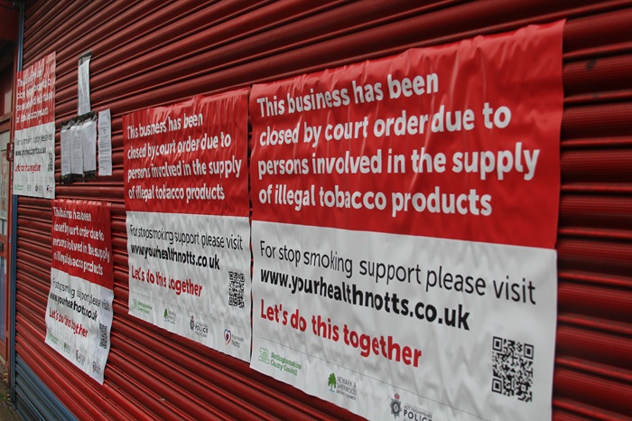NottsCC's tweet photo. ❗ Four shops have been hit with closure orders in a crackdown on the illegal supply of tobacco products. This comes after £110,845 worth of illegal cigarettes, vapes &amp; other tobacco products were seized by our Trading Standards team. Get the full story⬇️ 
https://t.co/2Jr49NsBSs https://t.co/C5kZnwGpxT