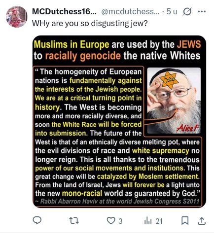 Adolf_HIPler's tweet photo. @FamLieshout @Nieuwsvandedag_ @wierdduk Vertel mij dan eens waar ze niet in betrokken zijn wat niet met moord/huurmoord, smeergeld, ltbgay crap, mensenhandel, controle, regering omverwerpen te maken heeft

Nederland is overgenomen onder je neus na ww2 net als Palestina
Vertel over je cultuur zonder joodse invloeden https://t.co/NJnQsJiTFa