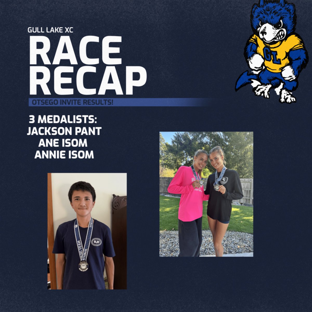 GoGLBlueDevils's tweet photo. Three GLXC runners—Jackson Pant, Lane Isom &amp; Annie Isom—brought home medals in an extremely competitive D1 field, and our team finished with an incredible 32 PRs! 
So proud of every runner and the effort they left on the course today! 💙

GO GLXC! https://t.co/I7J78cv39Y