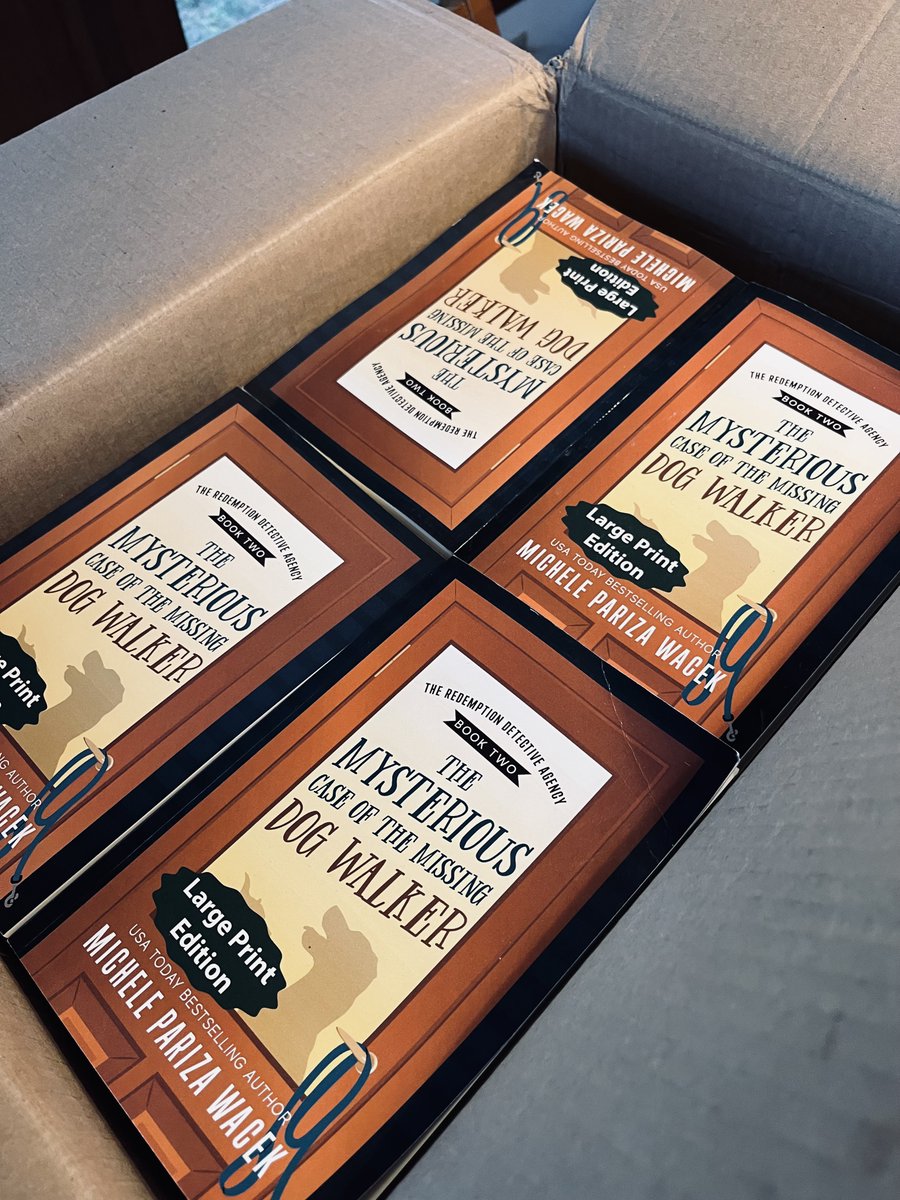 MichelePW's tweet photo. Lookie here! 👀 Large Print Paperbacks are here!

You've asked and now you shall receive. All large print paperbacks bought directly from me will come signed and packed with love ❤️ and swag. 

This first batch is for The Redemption Detective Agency, but Charlie Kingsley isn't far behind! I should have those books in by this weekend.

https://t.co/7NvvG5nNcE