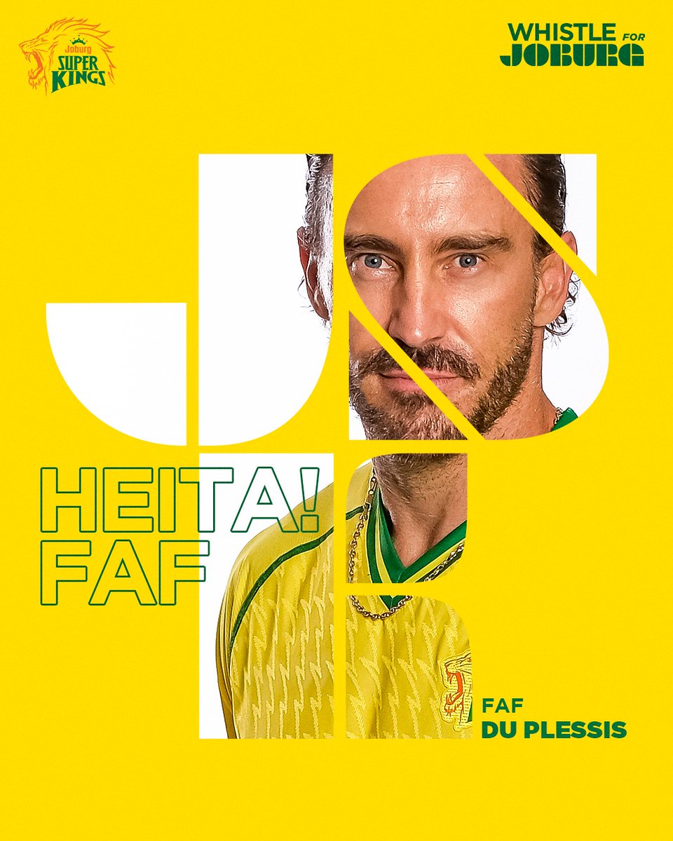 JSKSA20's tweet photo. You are our No:1, Faf! 💛

#WhistleForJoburg https://t.co/W6ZvxqlCfw