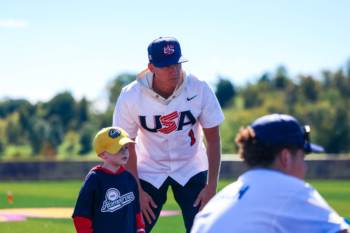 USABaseball's tweet photo. There's nothing like coming home 🏡 ⚾️

Two-time USA Baseball alum and Olympic silver medalist Scott McGough returned to his high school field on Saturday, October 3, to co-host a Homegrown Clinic with USA Baseball. https://t.co/CYMeU6rs3W