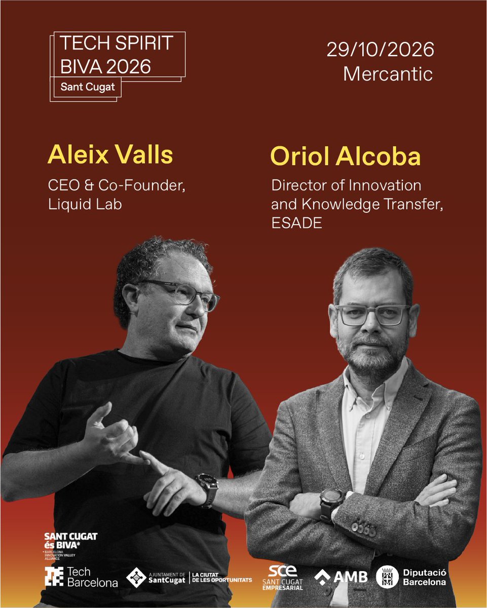 TechBarcelona's tweet photo. 🚀 Per primera vegada, el Tech Spirit surt de Barcelona i arriba a Sant Cugat.

El 29 d’octubre, ens trobem a Mercantic, juntament amb @santcugatbiva, per posar el focus en les startups, empreses, universitats i centres de recerca que estan impulsant la innovació al Vallès.

🤝 Networking
🍽️ Sopar
📅 29/10 · 18–22 h

👉 Consulta el programa i els ponents confirmats: https://t.co/vVsTGzPH6I