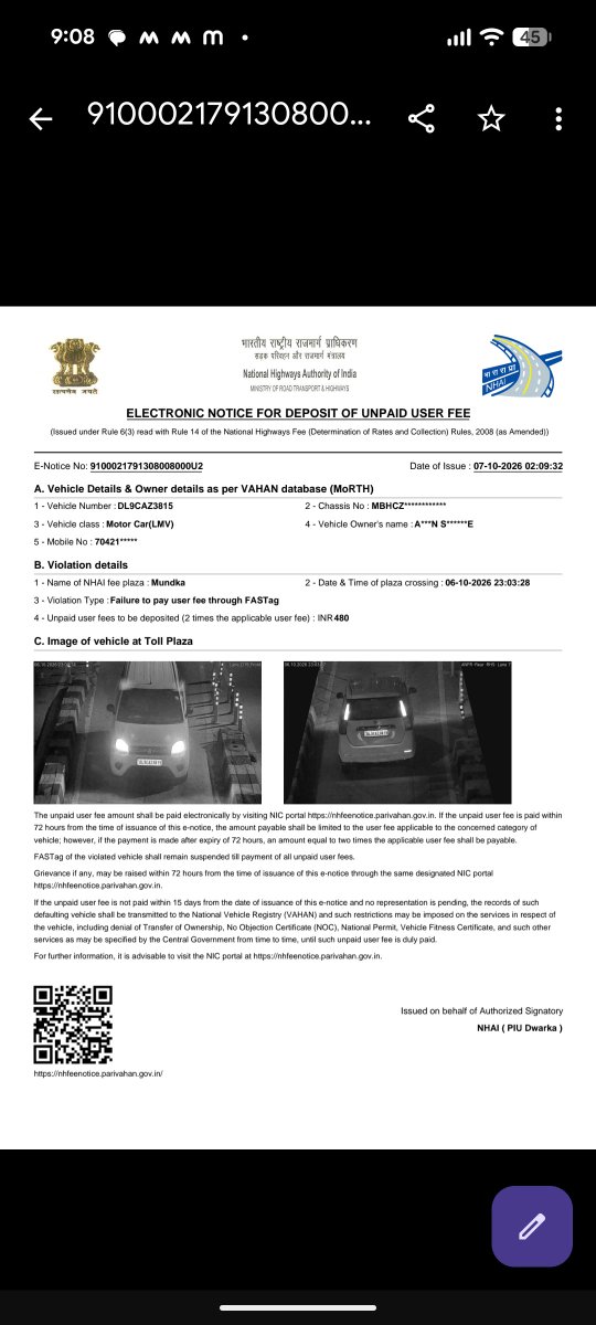 Aseeman1314's tweet photo. @DelhiPolice @dtptraffic urgent action required  please alert ..
Hi sir today I have received the e notice from my vehicle however my vehicle is not in delhi my registration number is wrongly used by this wragnar car .
 my car is swift check the below masked rc. https://t.co/cXag9I4BdT
