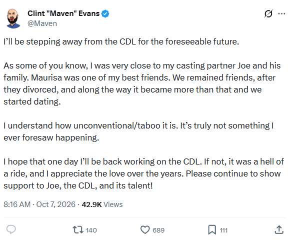 JakeSucky's tweet photo. Long time Call of Duty caster Maven is officially stepping away from the CDL https://t.co/rm86dBBPW6