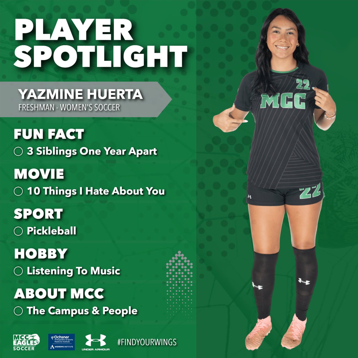 MCCEaglesSports's tweet photo. GET TO KNOW. We'd like to introduce you to members of our soccer, volleyball and golf teams each week. For full schedules, rosters, tickets, photos, videos and more visit https://t.co/V4kAxn1r2f #FindYourWings https://t.co/clh4jY2x4H
