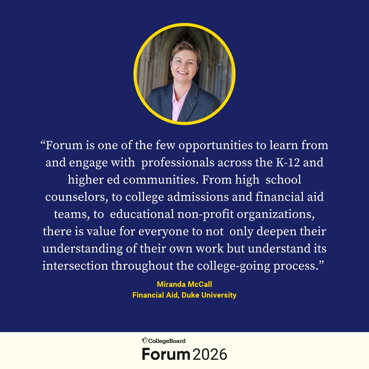 CollegeBoard's tweet photo. College Board Forum is just one month away! 

Financial aid leaders like Miranda are coming together with other education professionals nationwide in Las Vegas for impactful conversation on expanding opportunities for students. 

🔗 Learn more: https://t.co/MYN4iY2N5c 

#CBFORUM https://t.co/jecVEjsopd